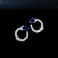 S925 Sterling Silver Lab Sapphire Earrings, Minimalist Artistic Unique for Women - Photo 2