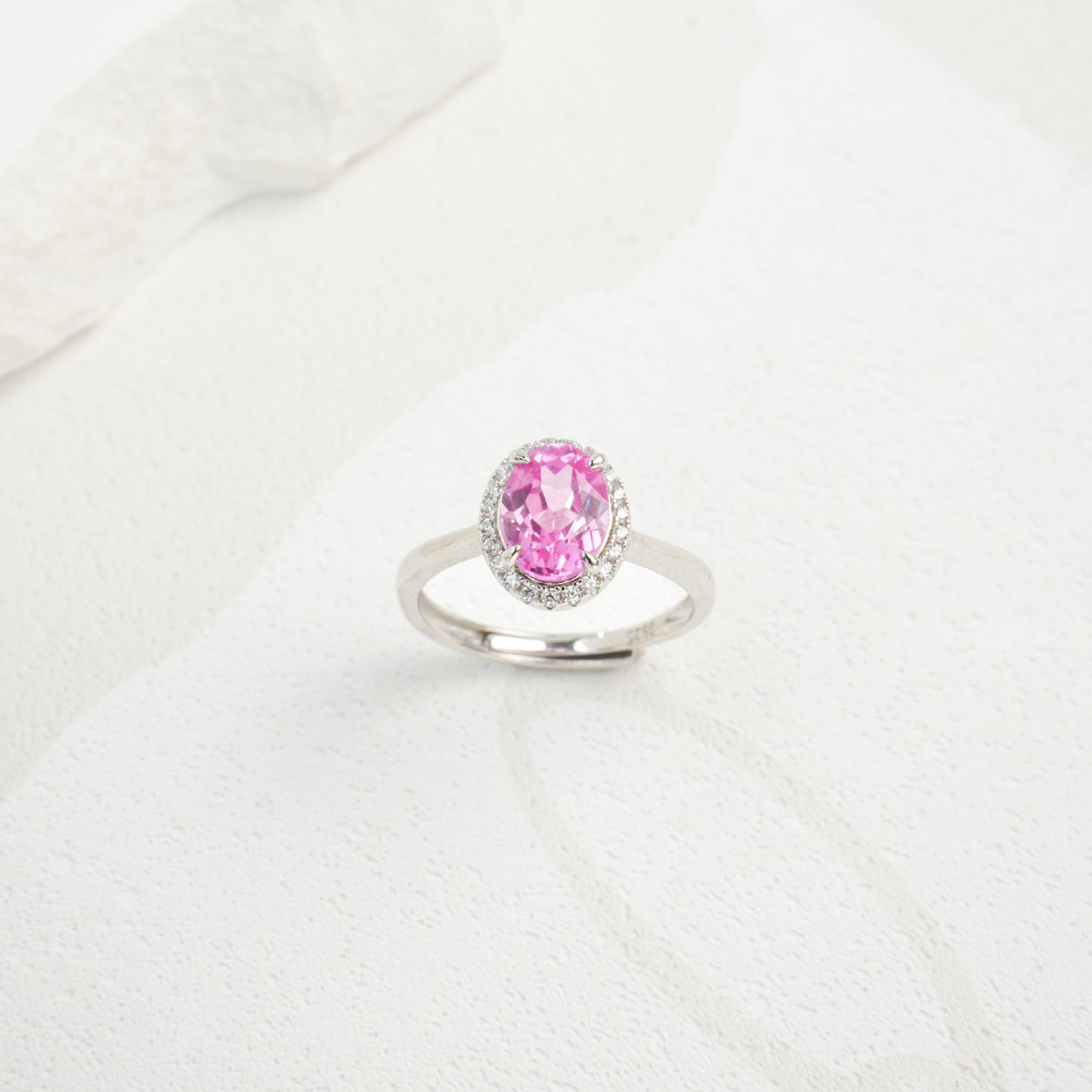 S925 Sterling Silver Lab Padparadscha Ring for Women, Versatile Designer - Photo 3