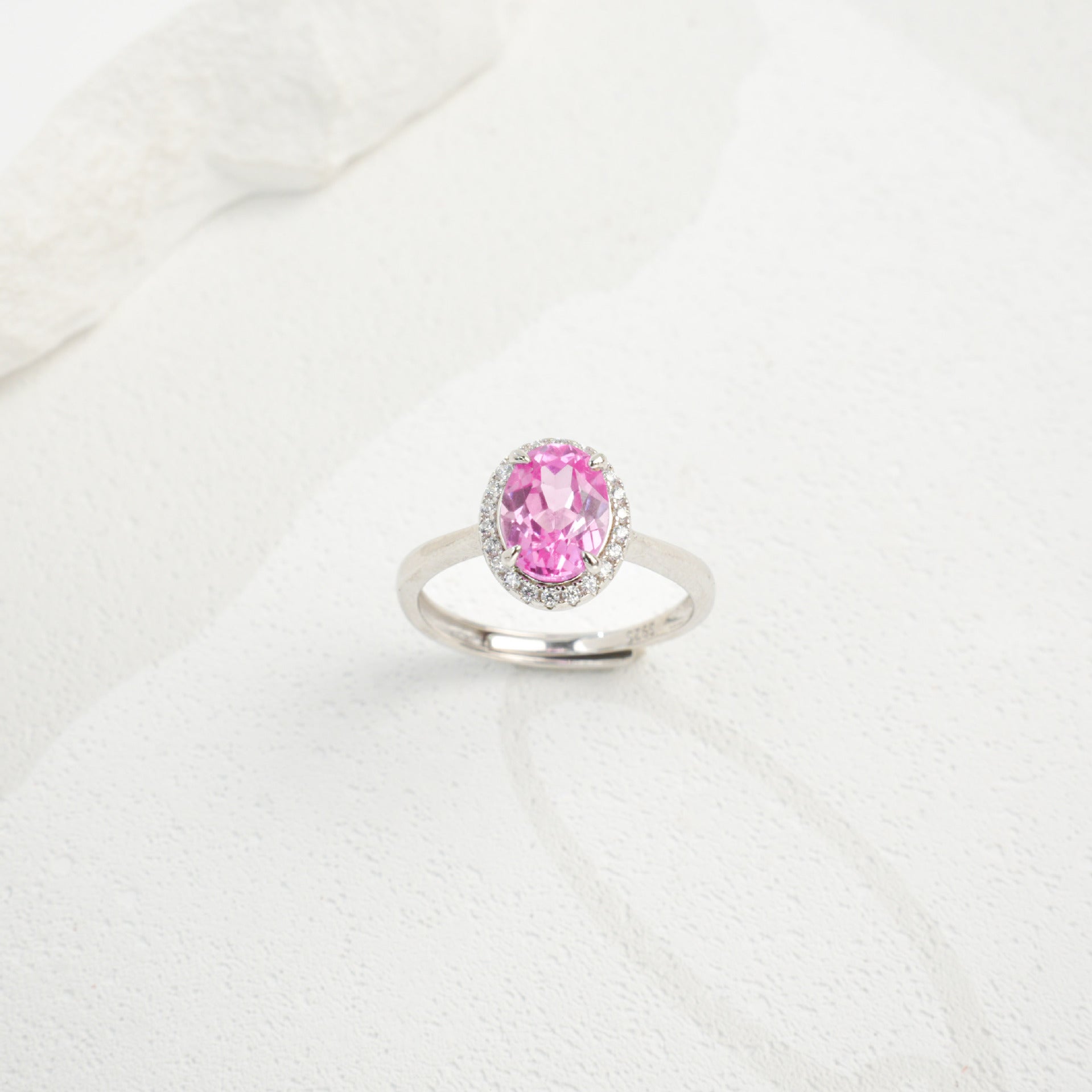 S925 Sterling Silver Lab Padparadscha Ring for Women, Versatile Designer - Photo 3