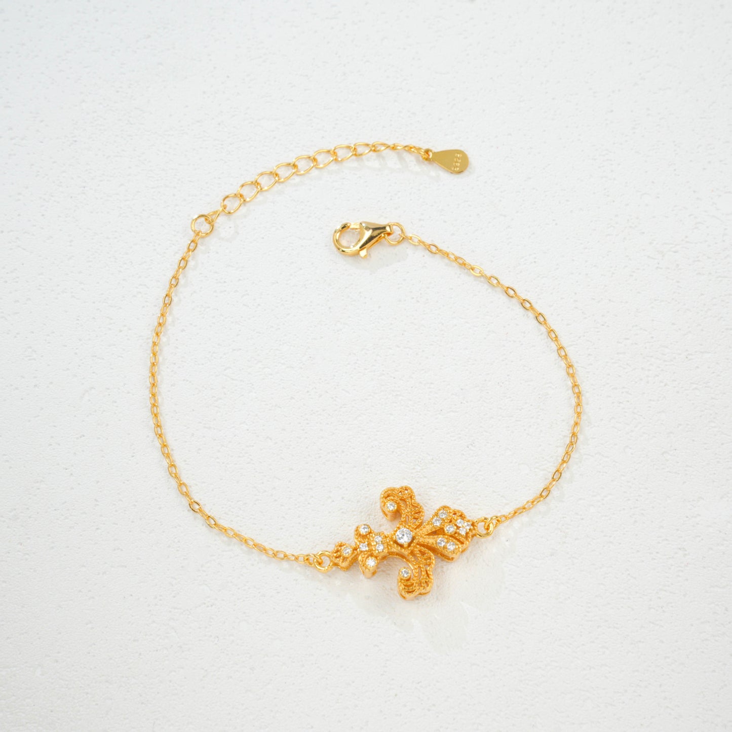 925 Sterling Silver Yellow-Gold Plated Lab Diamond Bracelet, Classic Unisex - Photo 4