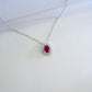 S925 Sterling Silver Lab Pigeon Blood Ruby Halo Pendant Necklace, for Women - Photo 2