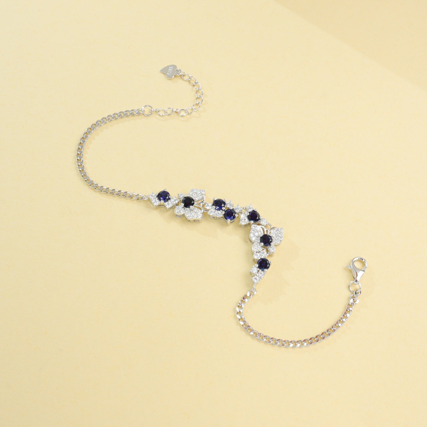 S925 Silver Flower-Leaf Sapphire Jewellery, Fresh Evening Wedding - Photo 4