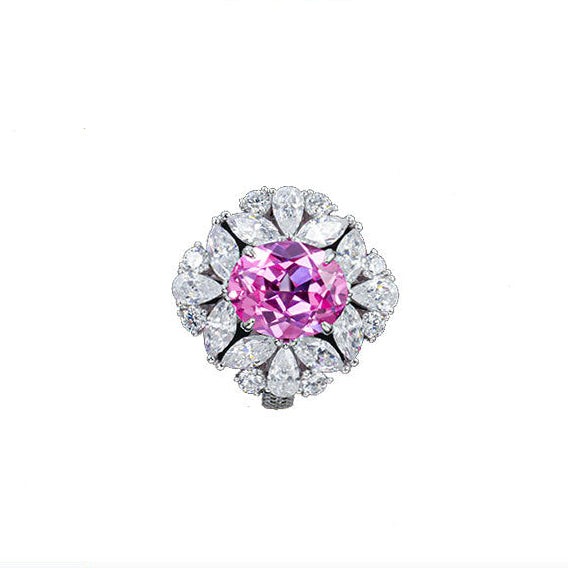 S925 Silver Lab Diamond Ring Pink Sapphire - Photo 1