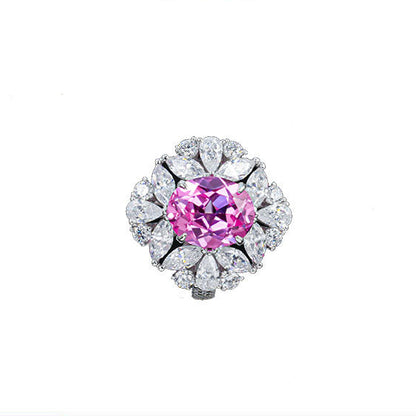 S925 Silver Lab Diamond Ring Pink Sapphire - Photo 1