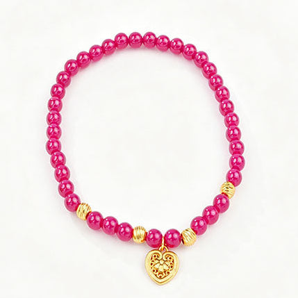 S925 Sterling Silver Lab Ruby Bracelet for Women, Trendy Ethnic Versatile - Photo 1