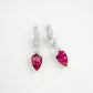 S925 Sterling Silver Lab Ruby Stud Earrings, Princess Versatile for Women - Photo 2