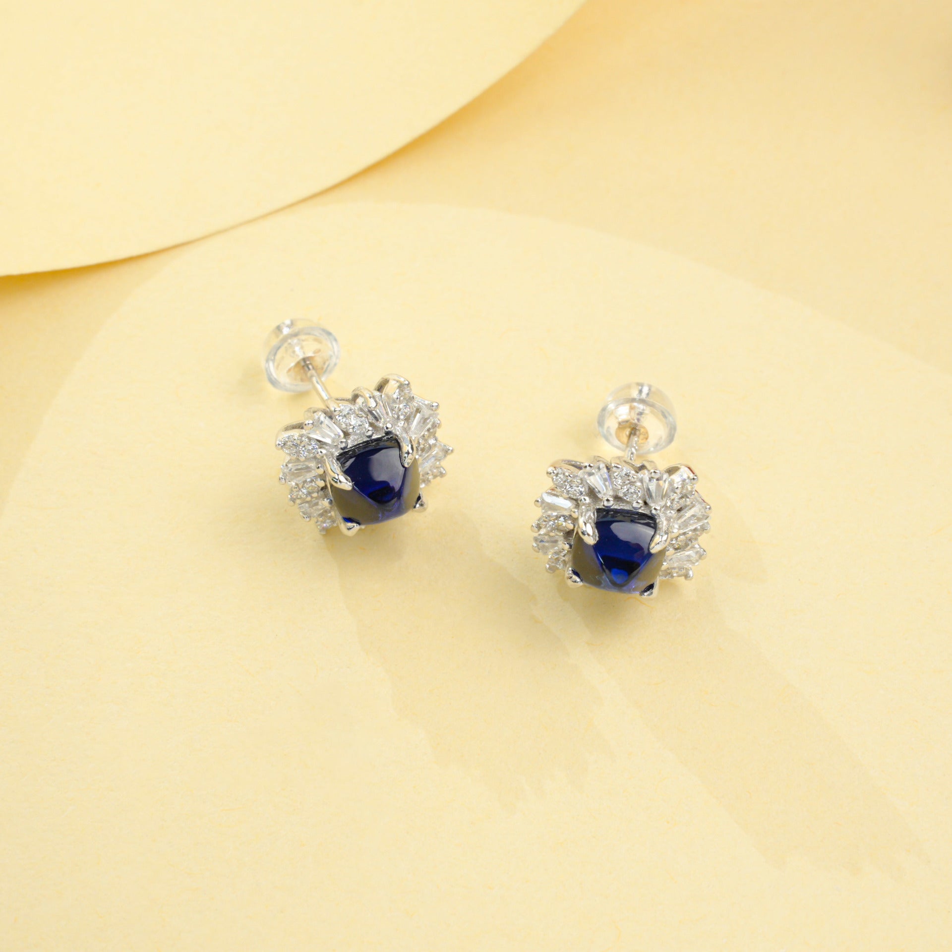 S925 Sterling Silver Lab Sapphire Earrings, Premium Elegant - Photo 6