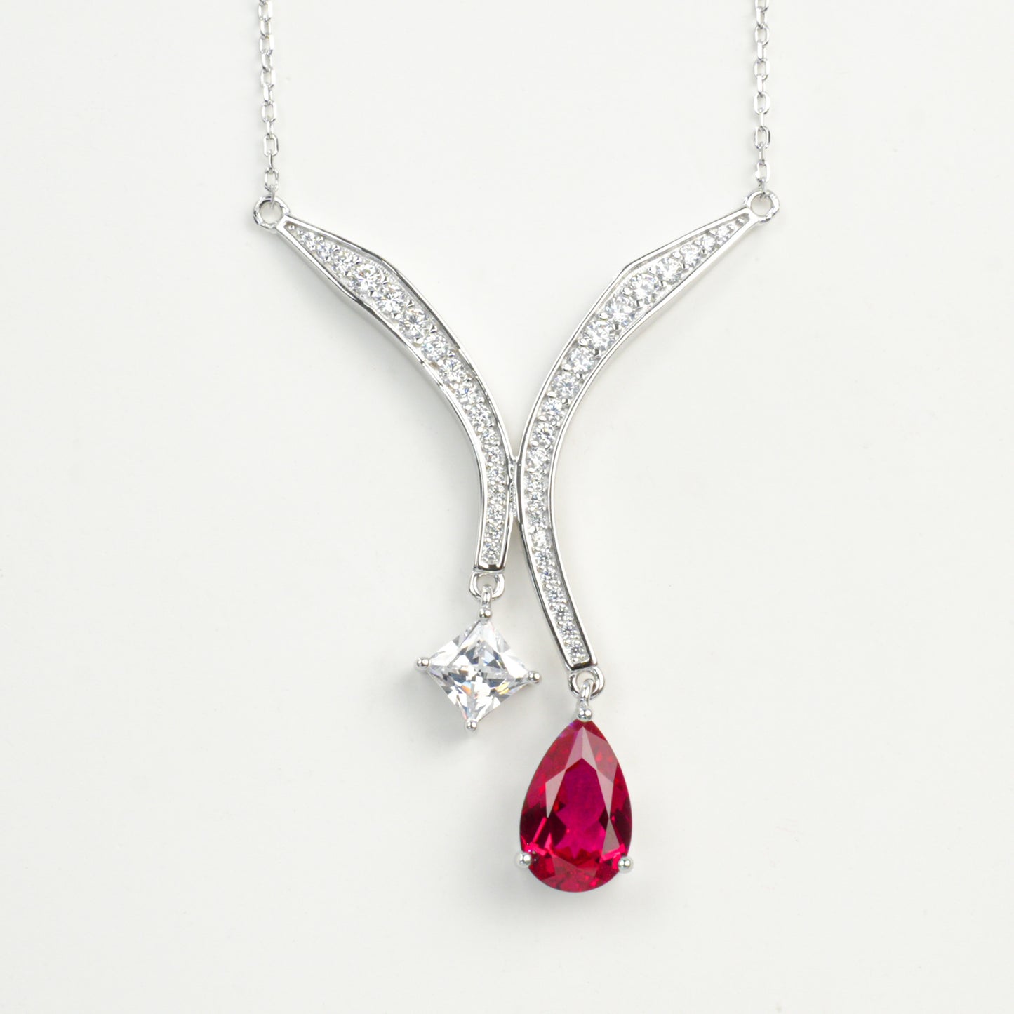 S925 Sterling Silver Lab Pigeon Blood Ruby Necklace, Luxurious for Women - Photo 5
