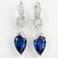 S925 Sterling Silver Lab Sapphire Teardrop Pave Long Drop Earrings, Birthday Gift - Photo 1