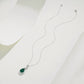 S925 Sterling Silver Lab Emerald Teardrop Halo Pendant Choker, Premium Elegant - Photo 4
