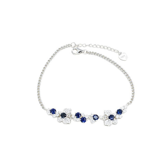S925 Silver Flower-Leaf Sapphire Jewellery, Fresh Evening Wedding - Photo 5