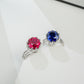Lab-Created Cornflower Sapphire Ring S925 Sterling Silver - Photo 5