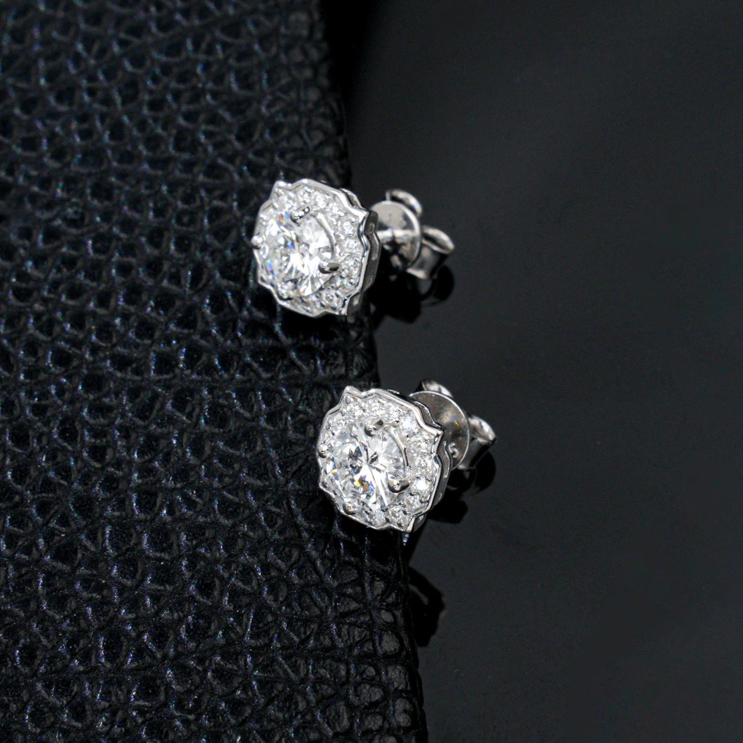 S925 Sterling Silver Lab Diamond Pave Stud Earrings, Auspicious Year Gift - Photo 3