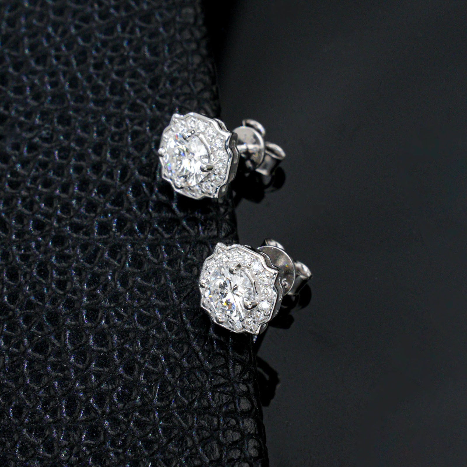 S925 Sterling Silver Lab Diamond Pave Stud Earrings, Auspicious Year Gift - Photo 3