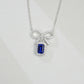 925 Sterling Silver Lab Sapphire Bowknot Pave Halo Necklace, Delicate O-Chain for Women - Photo 3