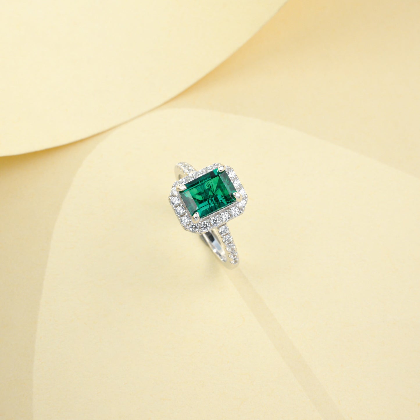S925 Sterling Silver Lab Emerald Ring, Vintage - Photo 4