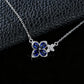 S925 Silver Lab Sapphire Four-Petal Flower Butterfly Necklace, Gemstone Versatile - Photo 4