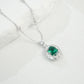 S925 Silver Lab Emerald Necklace Princess Style Premium - Photo 2