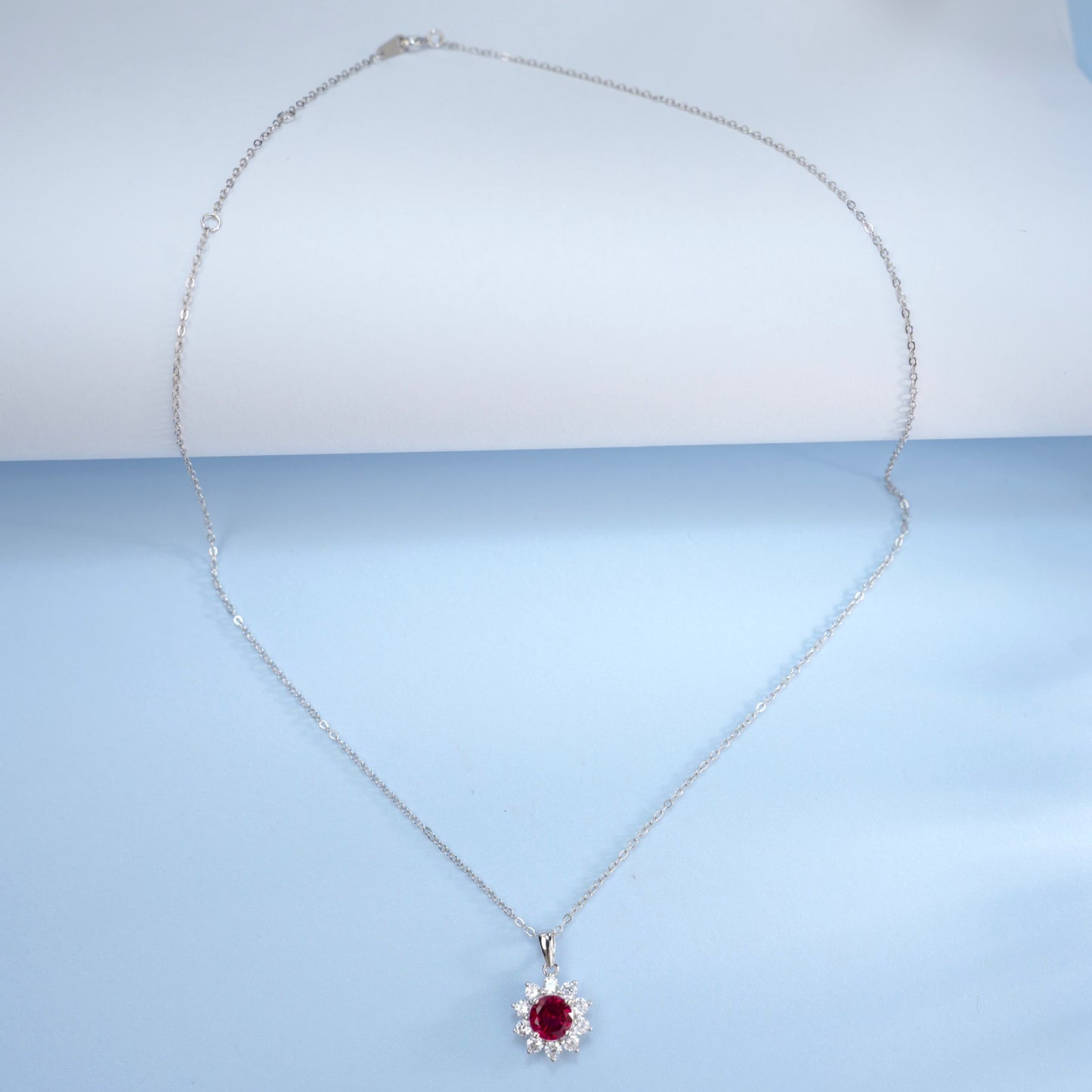S925 Lab Ruby Necklace for Women Pendant Sterling Silver Versatile - Photo 5