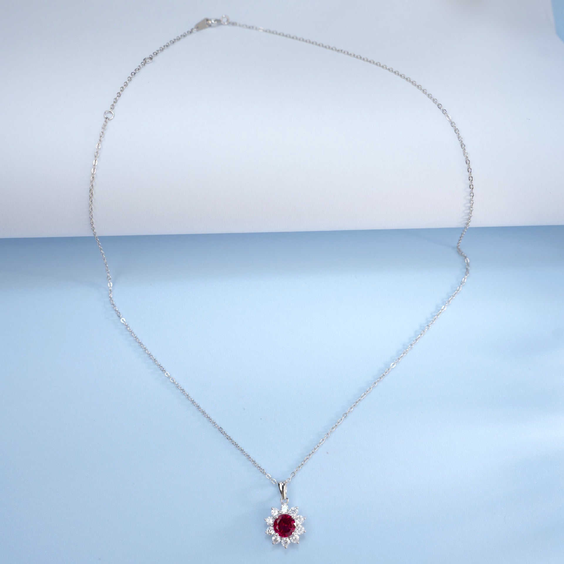 S925 Lab Ruby Necklace for Women Pendant Sterling Silver Versatile - Photo 5