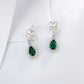 S925 Sterling Silver Lab Emerald Earrings, Elegant Versatile Teardrop - Photo 2