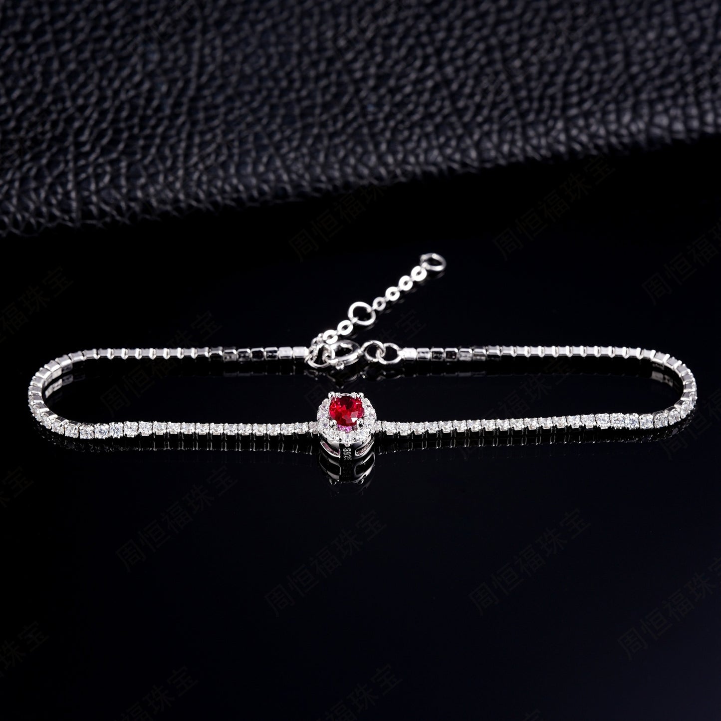 S925 Sterling Silver Lab Ruby Bracelet for Women, Premium Vintage - Photo 3