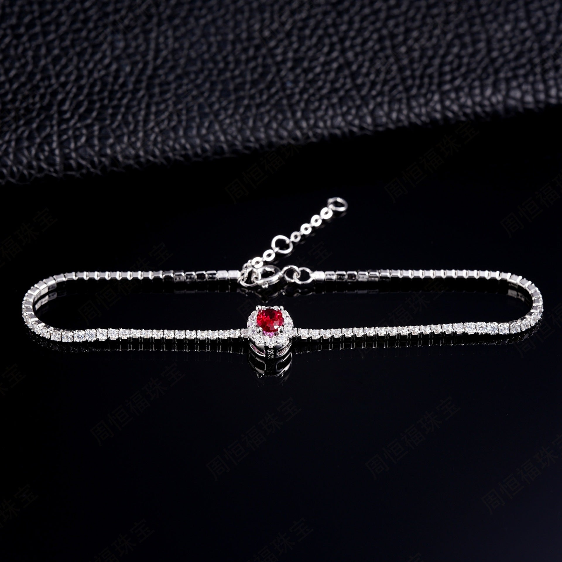 S925 Sterling Silver Lab Ruby Bracelet for Women, Premium Vintage - Photo 3