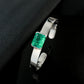 S925 Sterling Silver Lab Emerald Bangle, Premium Vintage Textured - Photo 4