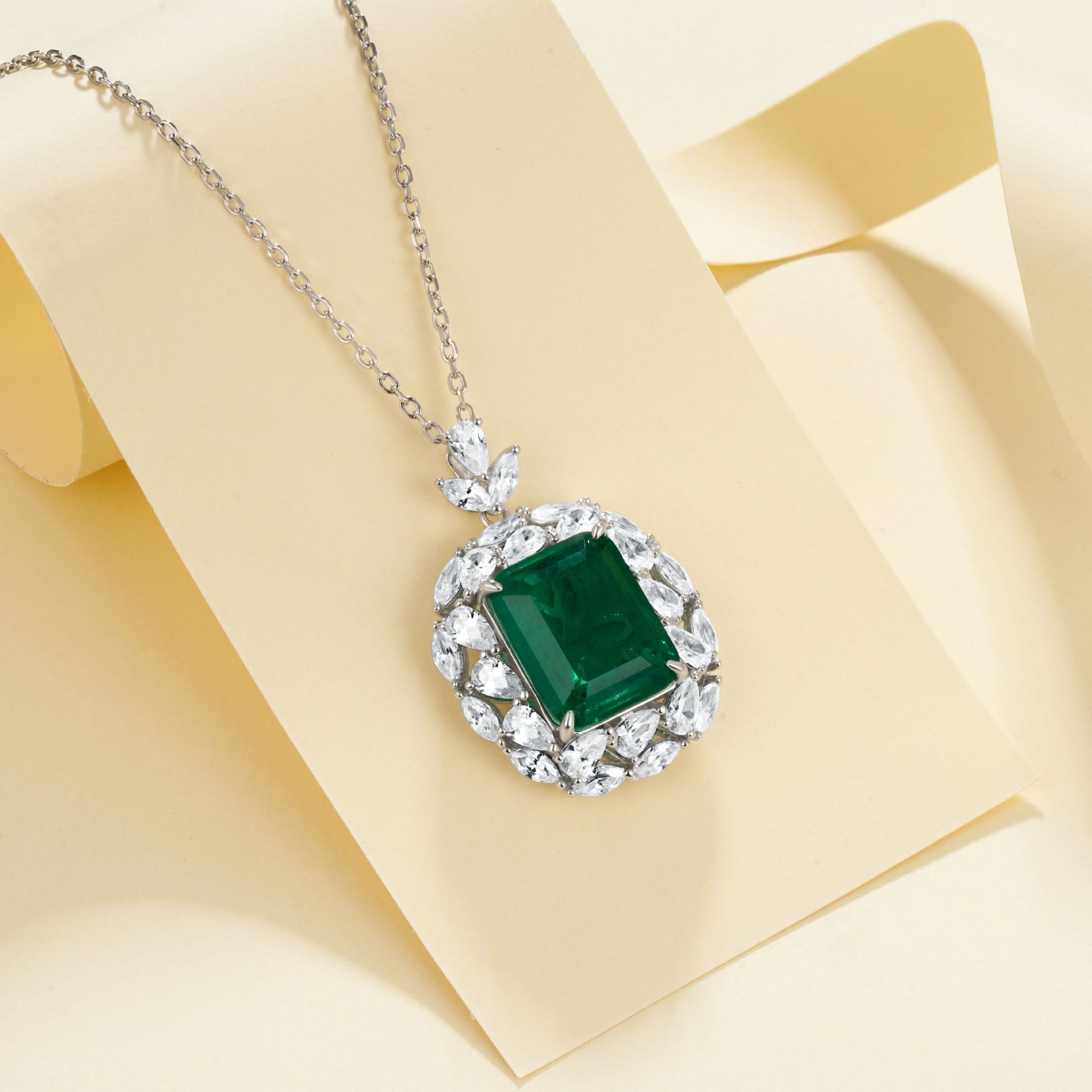 S925 Sterling Silver Lab coloured Gemstone Rectangle Necklace, Vintage Birthday Gift - Photo 3