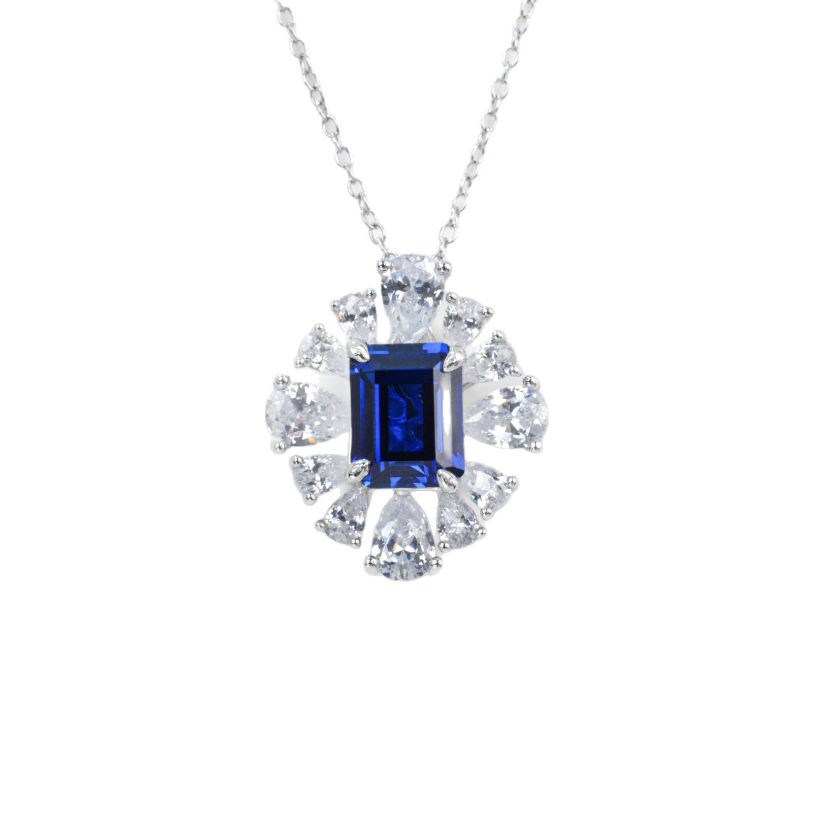 S925 Silver Sapphire Centre Petal Necklace, Versatile Premium Birthday - Photo 5