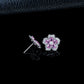 S925 Silver Sakura Stud Earrings, Lab Pink Sapphire - Photo 4