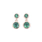S925 Silver Double-Layer Lab Emerald Stud Earrings, Double Round Simple - Photo 5