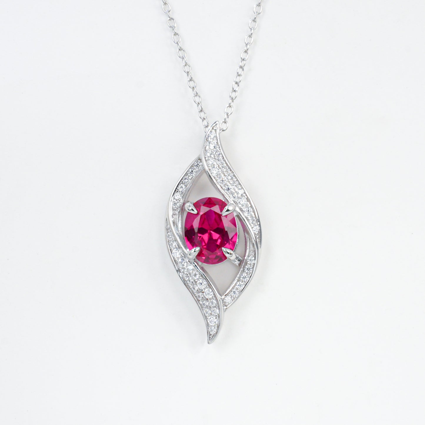 S925 Sterling Silver Lab Ruby Teardrop Pendant Choker Necklace, Minimalist Versatile - Photo 5