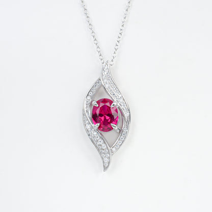 S925 Sterling Silver Lab Ruby Teardrop Pendant Choker Necklace, Minimalist Versatile - Photo 5