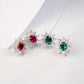 S925 Sterling Silver Lab Pigeon Blood Ruby Sunflower colourful Halo Stud Earrings, Premium for Women - Photo 4
