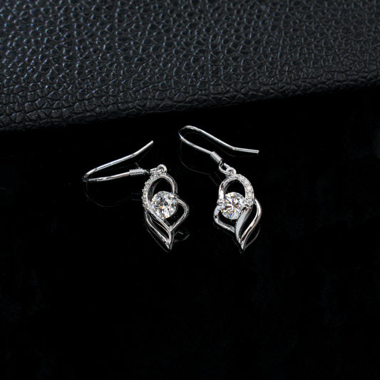 S925 Sterling Silver Lab Heart Earrings, Versatile Simple Elegant - Photo 3