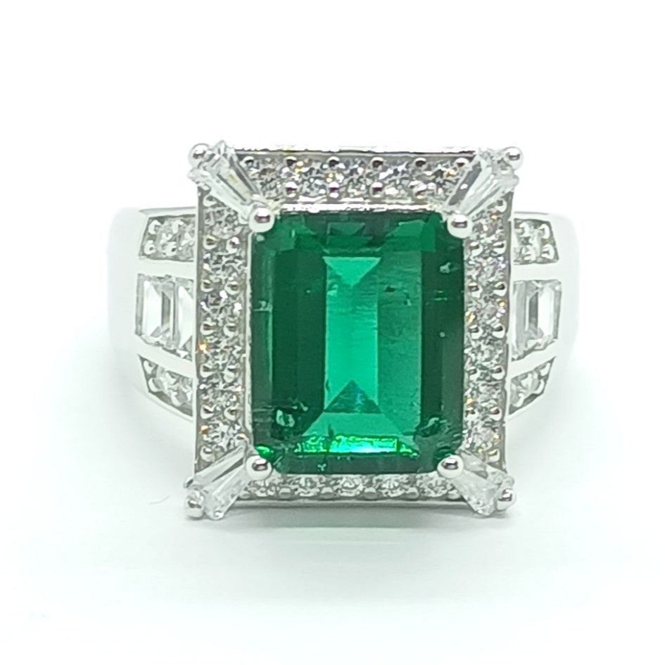 S925 Sterling Silver Lab Emerald Ring, Versatile Ring - Photo 5