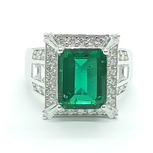 S925 Sterling Silver Lab Emerald Ring, Versatile Ring - Photo 5
