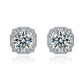 925 Silver Scalloped Square Halo 4-Claw Stud Earrings, Full Diamond Versatile - Photo 5
