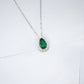 925 Sterling Silver Lab Emerald Teardrop Vintage Pendant Necklace, Stackable for Women - Photo 4