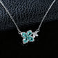 S925 Silver Paraiba Tsavorite Four-Petal Flower Butterfly, Outfit Simple - Photo 3