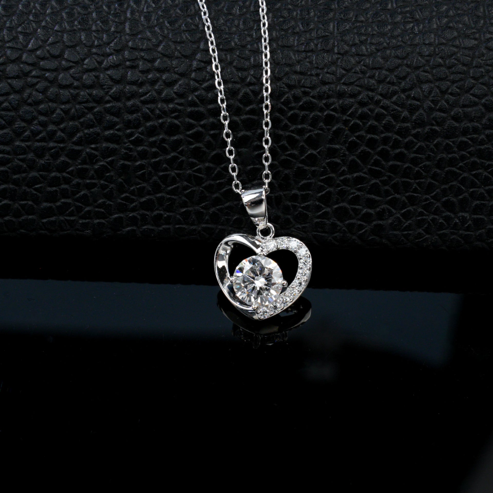 S925 Silver Hollow Heart Stone Necklace, Romantic Valentine Gift - Photo 4