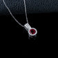 S925 Silver Lab Ruby Pendant Round Full Diamond Halo, Gift Versatile - Photo 3