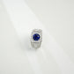 925 Silver Lab Sapphire Ring Round Centre, Simple Vintage Premium - Photo 4
