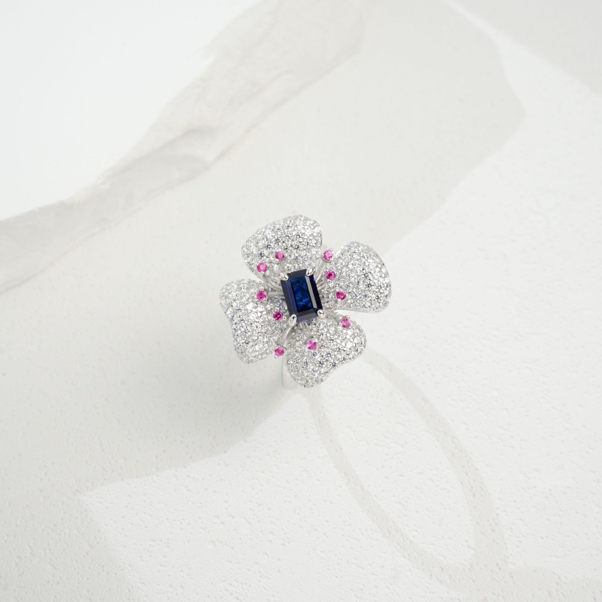 S925 Sterling Silver Lab Sapphire Ring, Versatile Gift for Mother - Photo 2