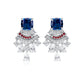 S925 Sterling Silver Lab Sapphire Vintage Fan Tassel Long Drop Earrings, for Women - Photo 5