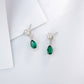 S925 Silver Crown Teardrop Lab Emerald Stud Earrings, Diamond Long Drop - Photo 4