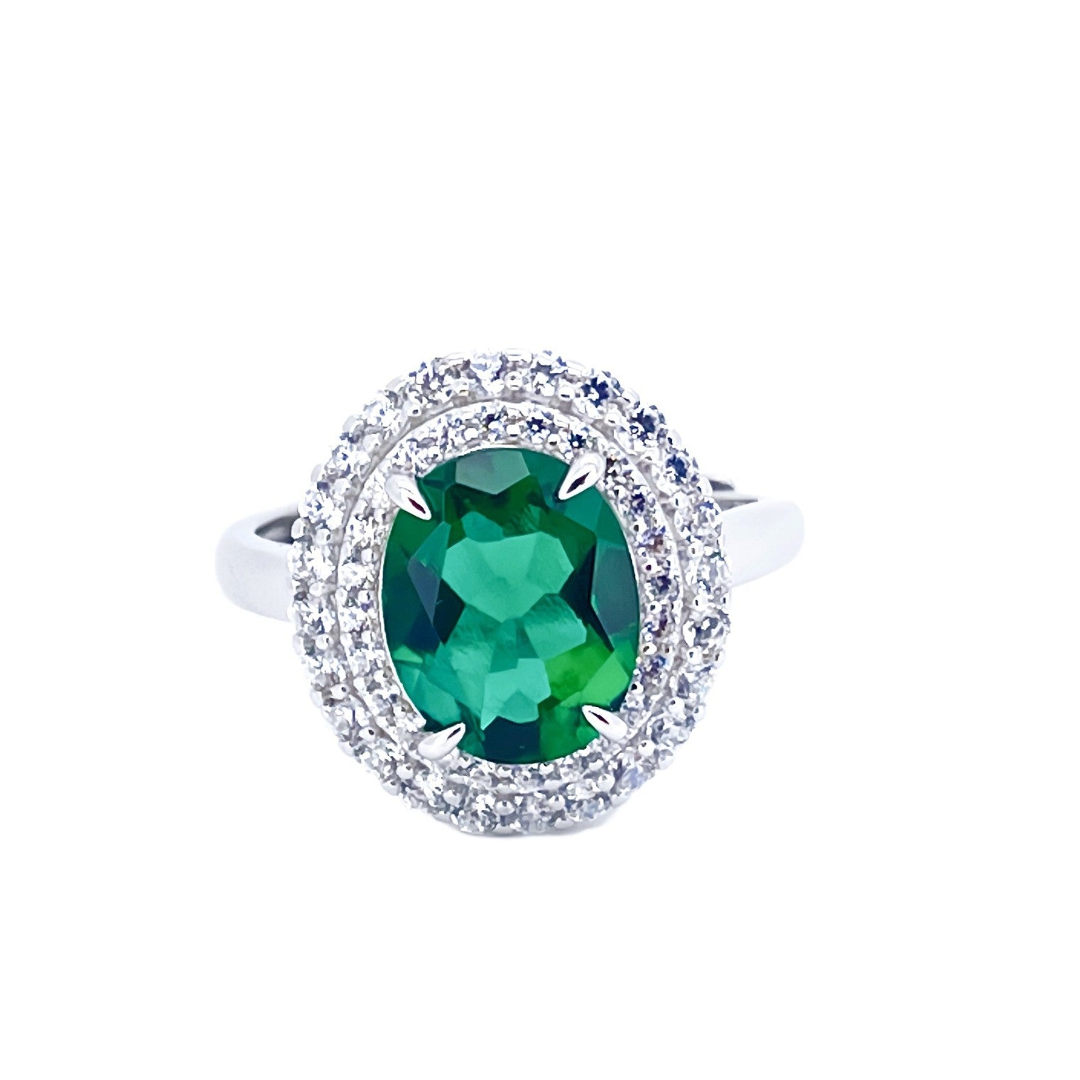 S925 Sterling Silver Lab Emerald Ring, Jewellery Design Premium - Photo 2