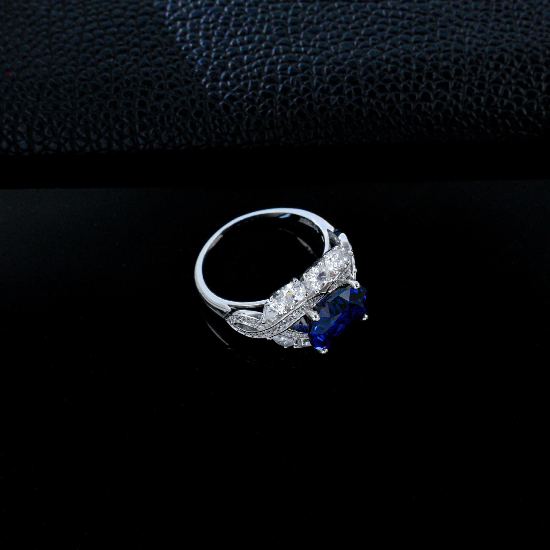 S925 Sterling Silver Oval Lab Sapphire Ring, Premium Engagement for Women - Photo 2