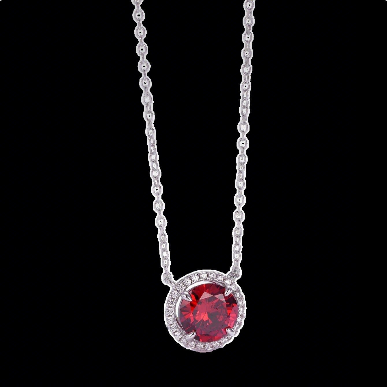 S925 Silver Necklace Pigeon Blood Ruby Pendant Diamond Chain, Premium Versatile - Photo 5
